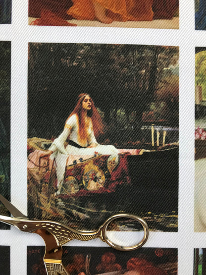 Set of 9 Mini Vintage Art Fabric Prints | Pre Raphaelite