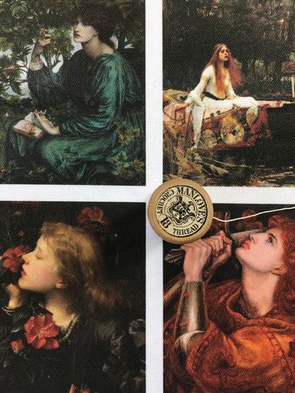 Set of 9 Mini Vintage Art Fabric Prints | Pre Raphaelite