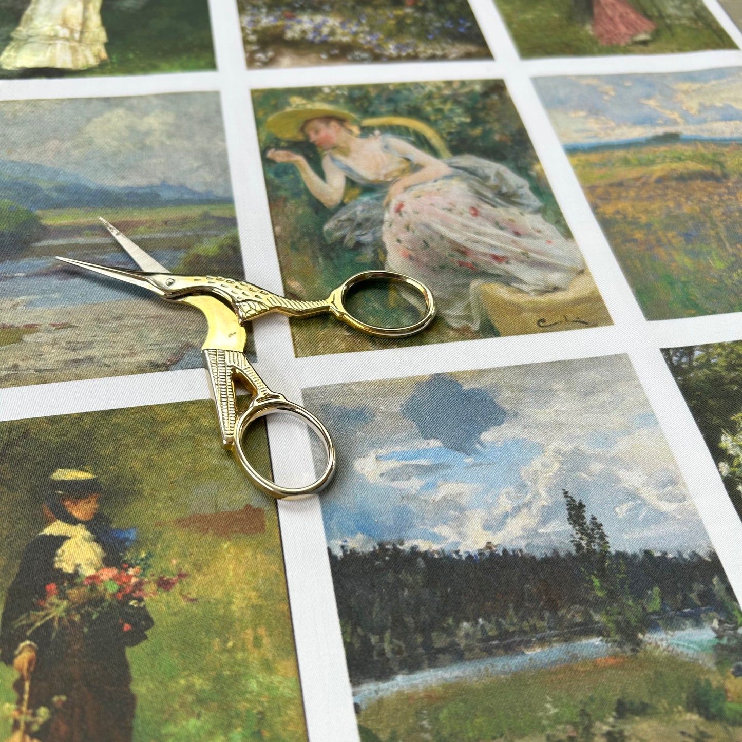 Set of 9 Mini Vintage Art Fabric Prints | Summer