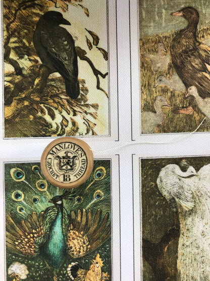 Set of 9 Mini Vintage Art Fabric Prints | Theo Van Hoytema Birds