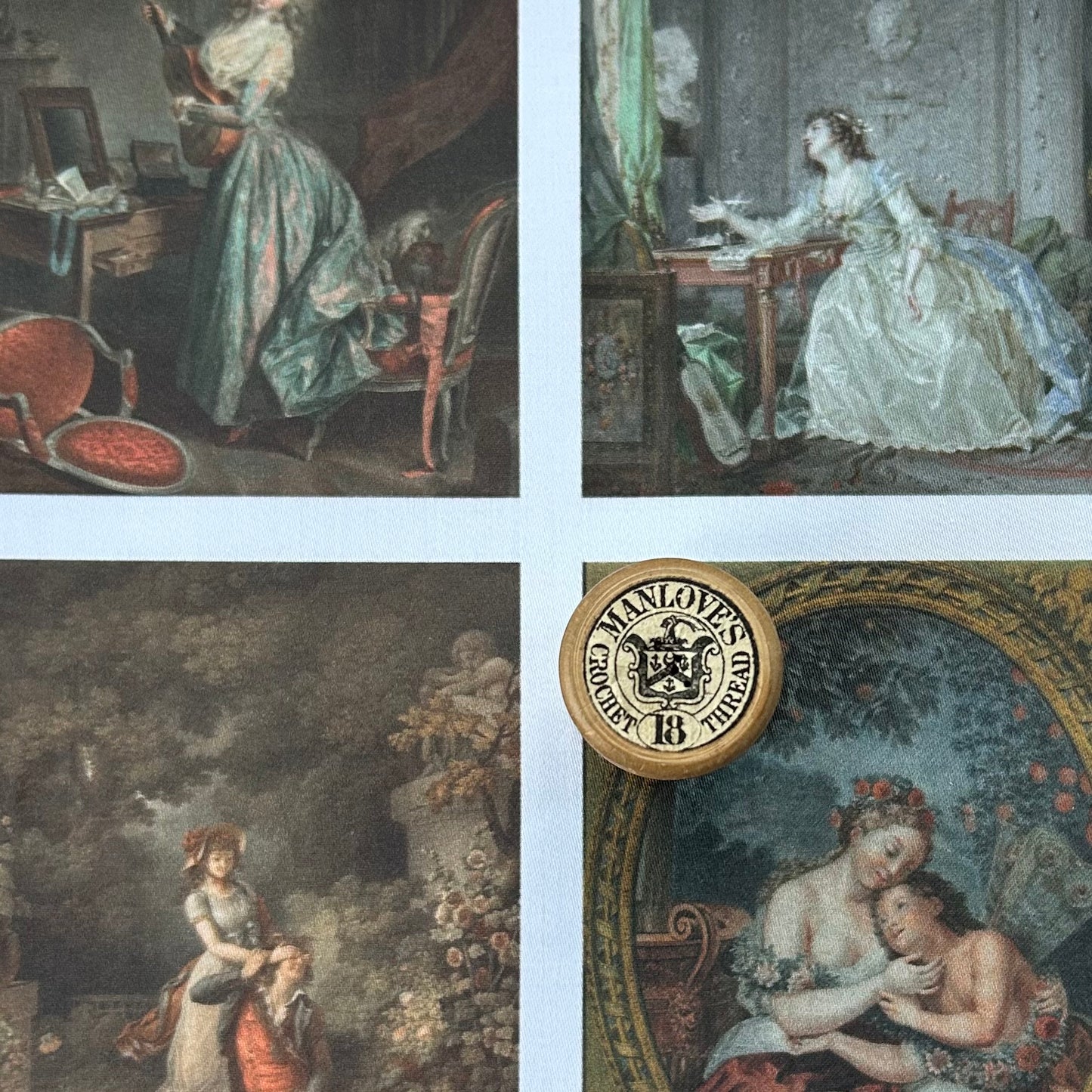 Set of 9 Mini Vintage Art Fabric Prints | Rococo