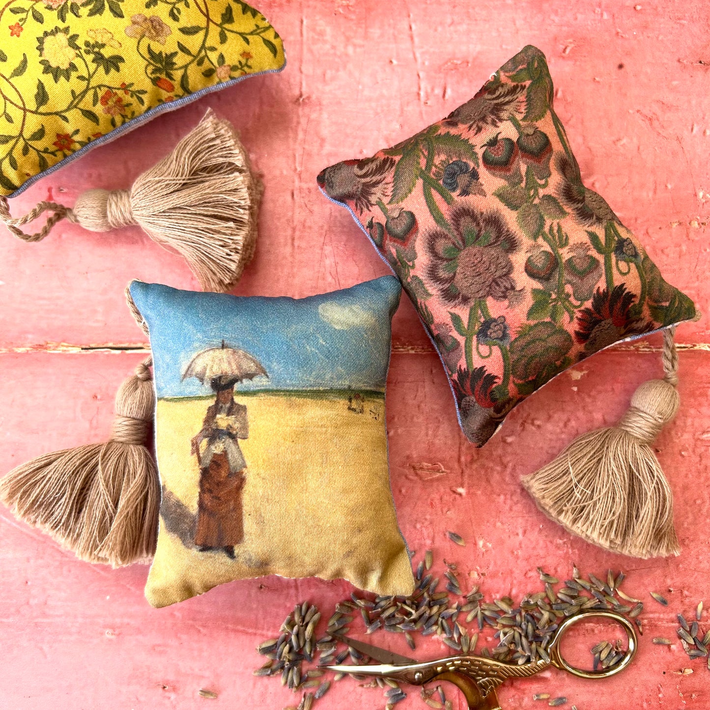 Set of 9 Mini Vintage Art Fabric Prints | Coastal