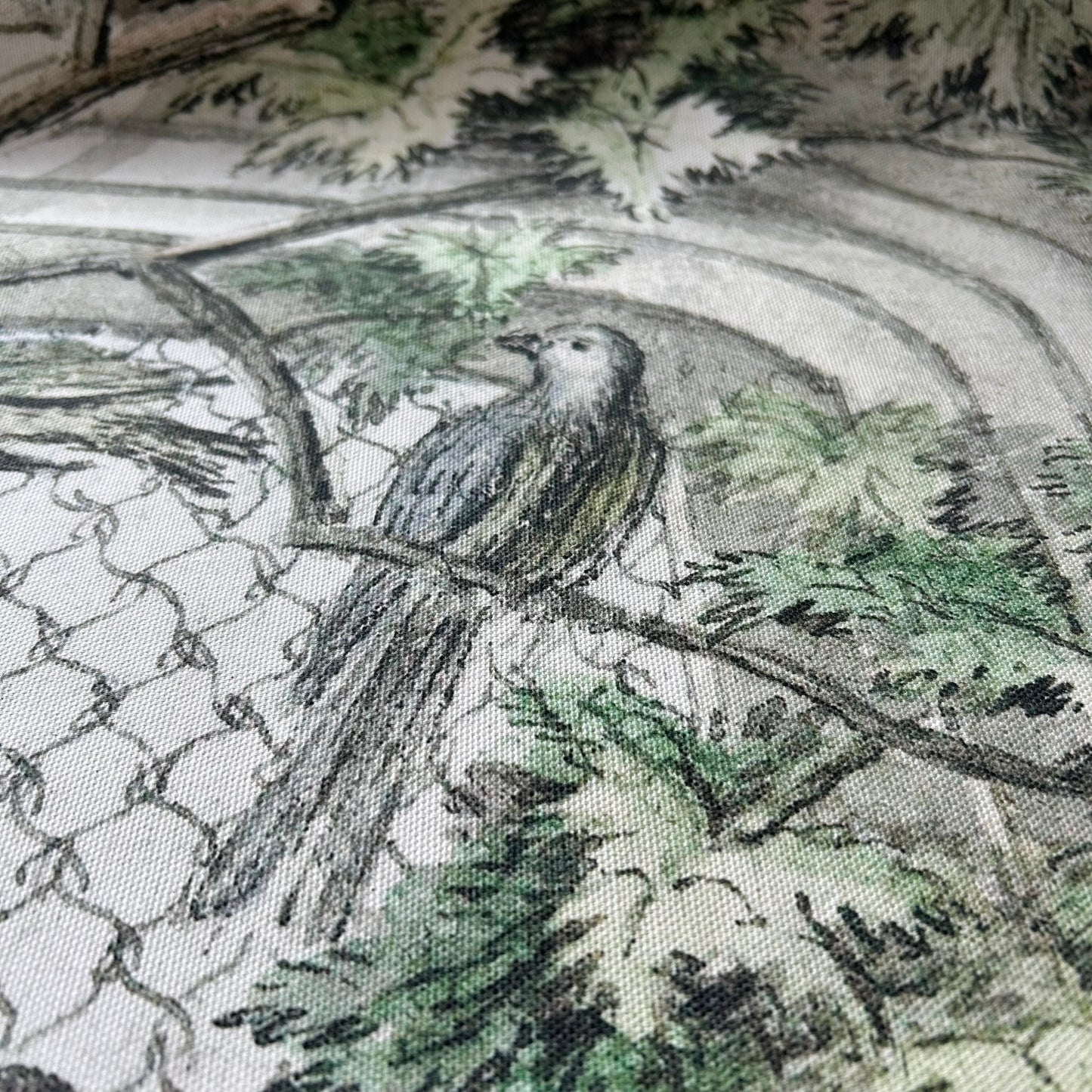 Vintage Art Textile Panel | Aviary