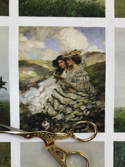 Set of 9 Mini Vintage Art Fabric Prints | Landscapes