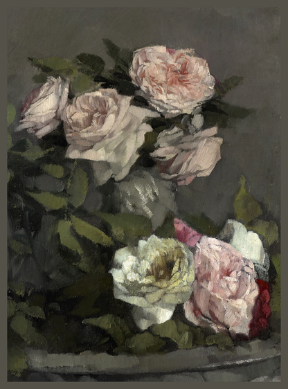 Vintage Art Textile Panel | Old Roses