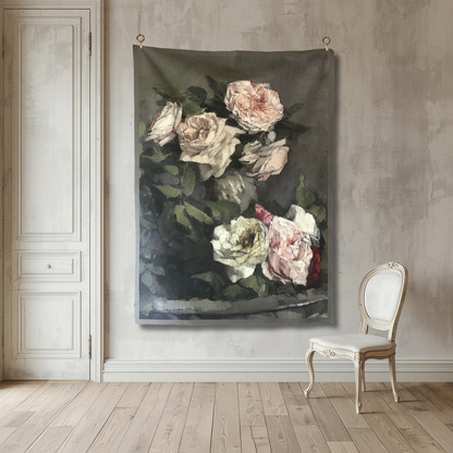 Vintage Art Textile Panel | Old Roses