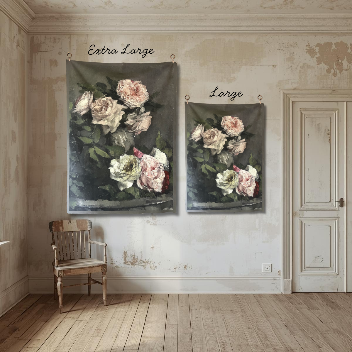 Vintage Art Textile Panel | Old Roses