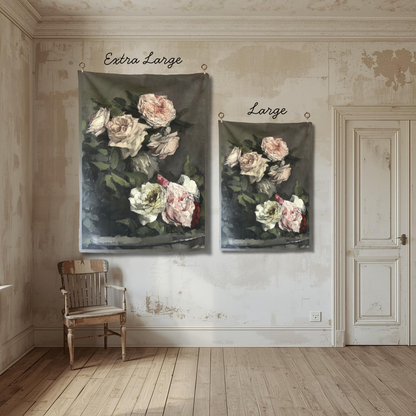 Vintage Art Textile Panel | Old Roses