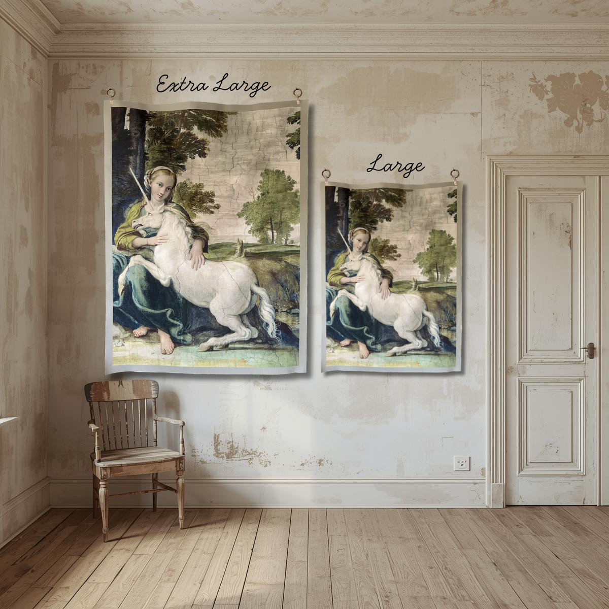 Vintage Art Textile Panel | Unicorn