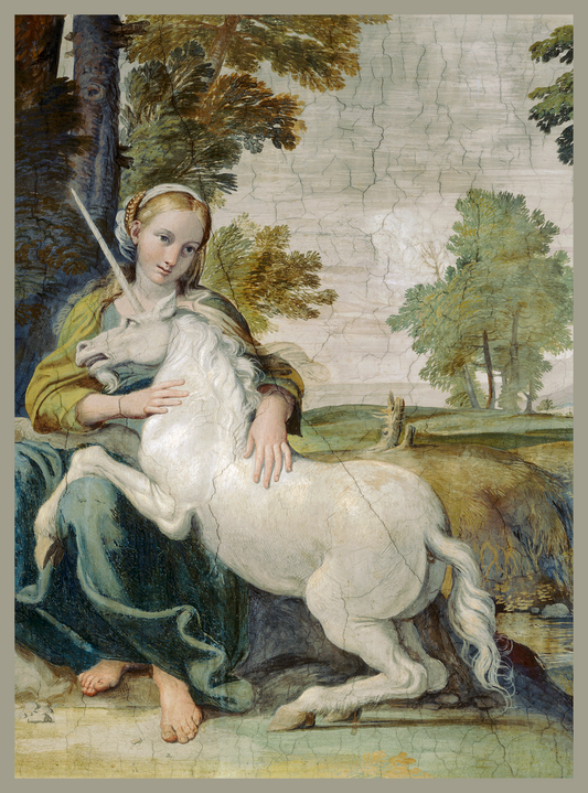 Vintage Art Textile Panel | Unicorn