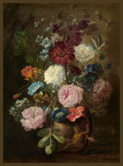 Vintage Art Textile Panel | Vase of Flowers