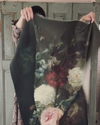 Vintage Art Textile Panel | Vase of Flowers