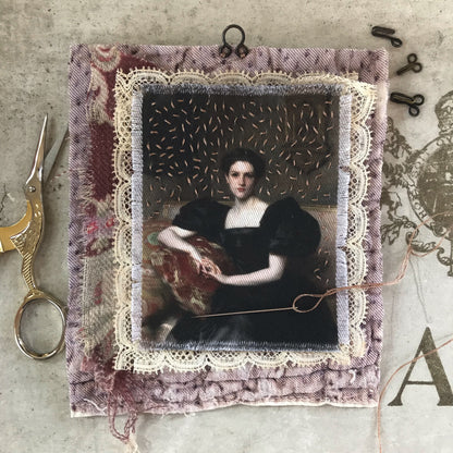 Set of 9 Mini Vintage Art Fabric Prints | 19th Century Portraits Two