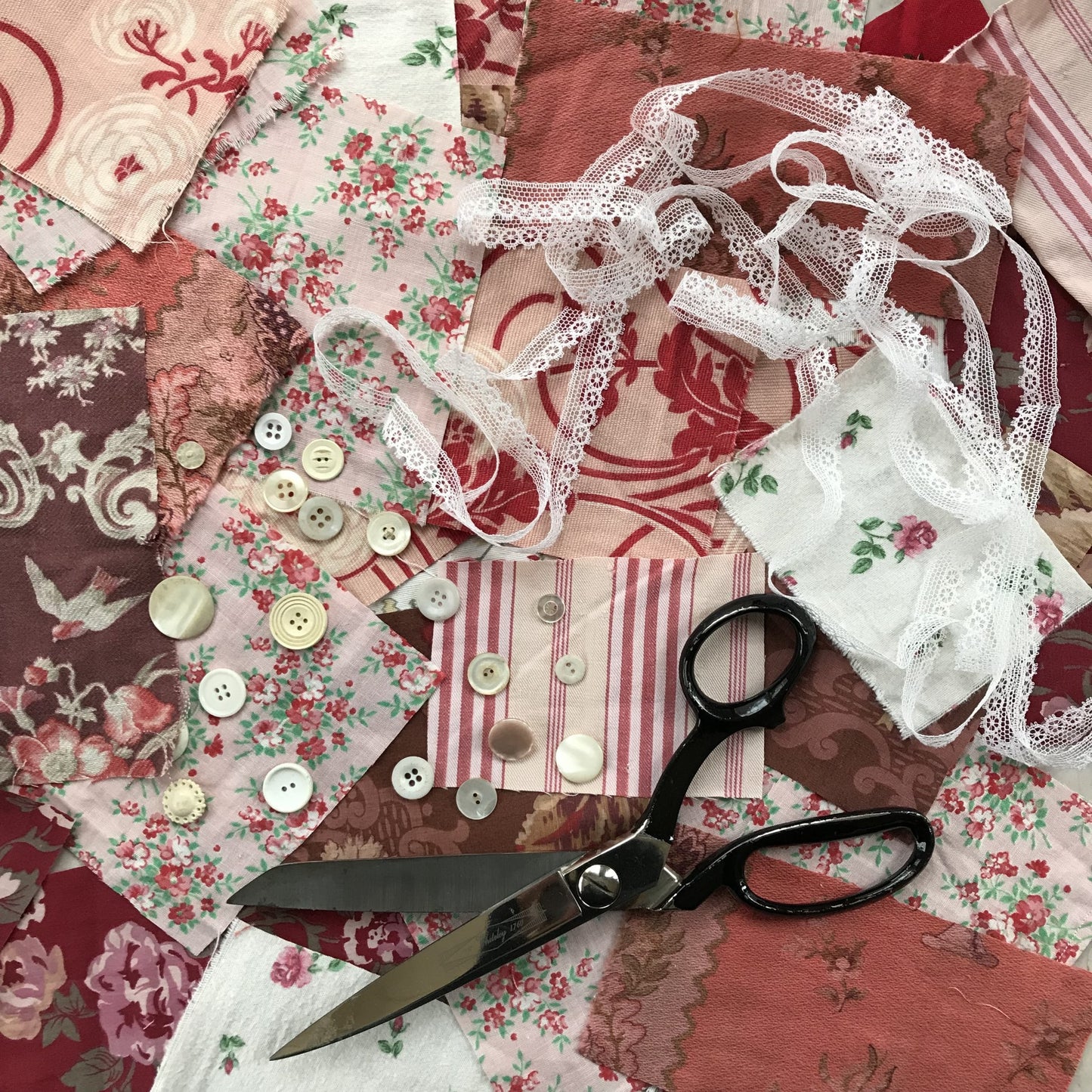 Vintage French Fabric Remnants Bundle | Pinks