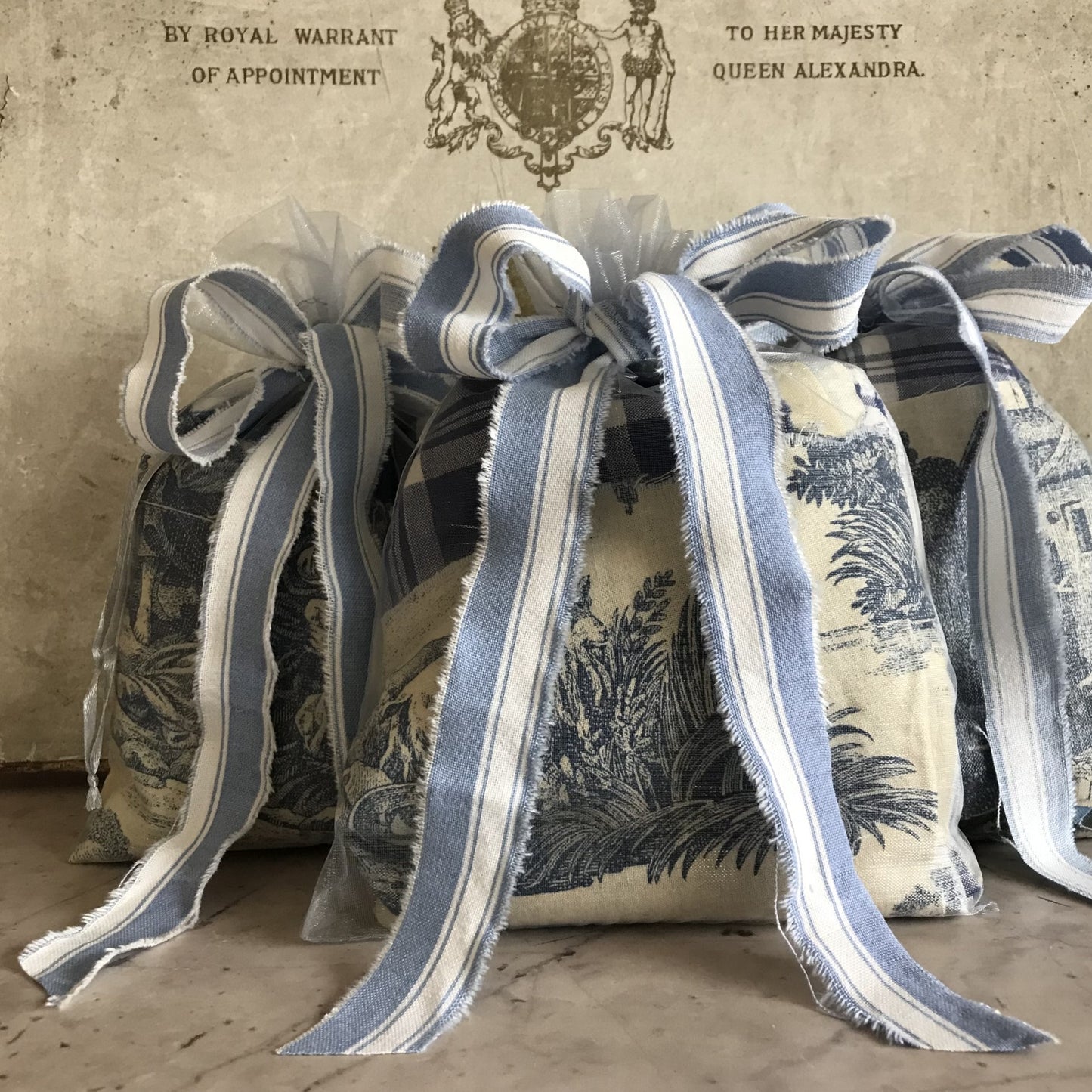 Vintage French Fabric Remnants Bundle | Blues