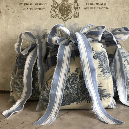 Vintage French Fabric Remnants Bundle | Blues