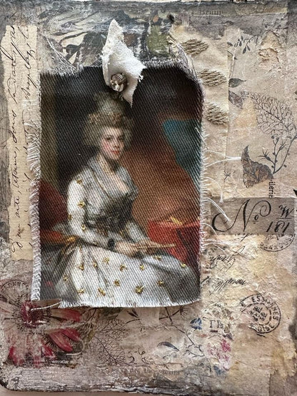 Set of 9 Mini Vintage Art Fabric Prints | 18th Century Portraits